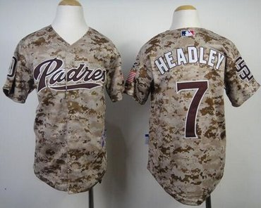 San Diego Padres #7 Chase Headley Camo Alternate 2 Cool Base Stitched Youth Baseball Jersey