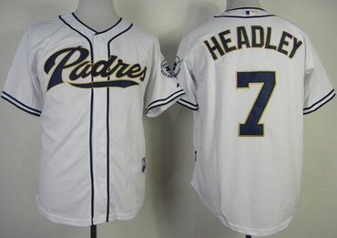 San Diego Padres #7 Chase Headley White Cool Base Baseball Jersey