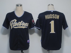 San Diego Padres 1 Hudson Dark Blue Cool Base Jerseys