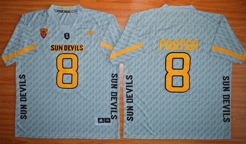 Sun Devils #8 D. J. Foster New Grey Stitched NCAA Jersey