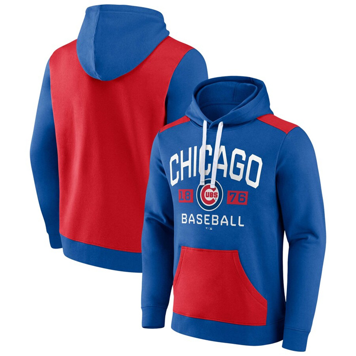 Men's Chicago Cubs Royal Red Chip In Pullover Hoodie