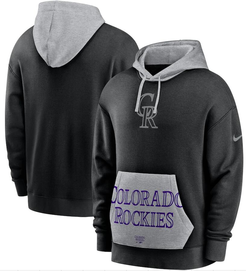 Men's Colorado Rockies Nike Black Heritage Tri Blend Pullover Hoodie