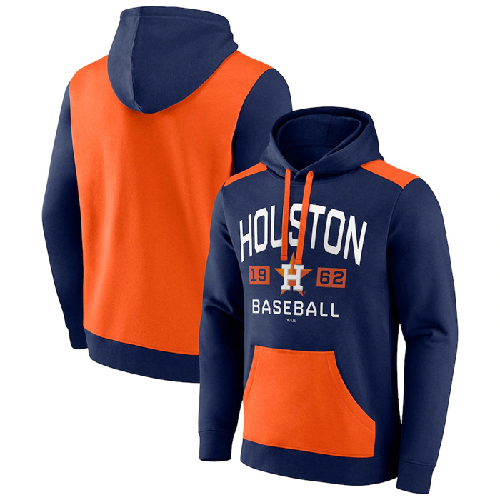 Men's Houston Astros Navy Orange Chip In Pullover Hoodie