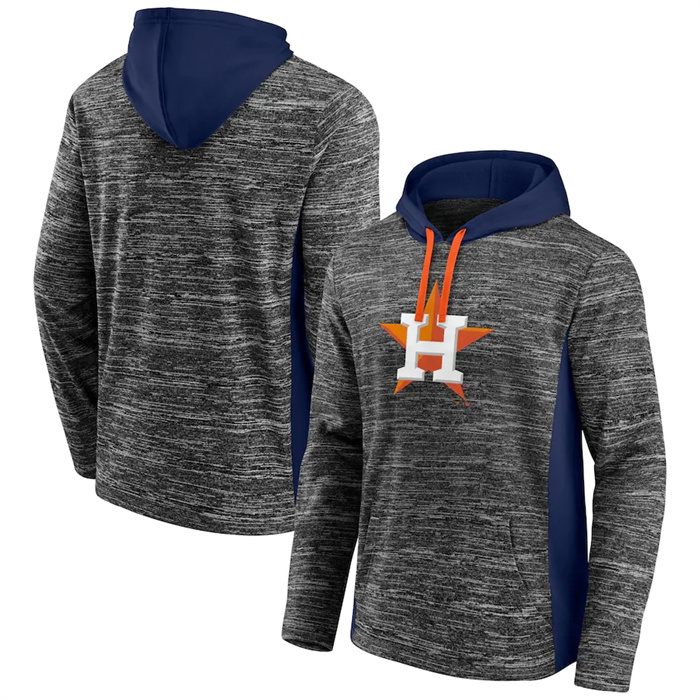 Men's Houston Astros Gray Navy Instant Replay Color Block Pullover Hoodie