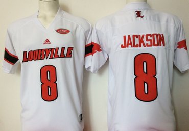 Louisville Cardinals 8 Lamar Jackson White College Football Jersey