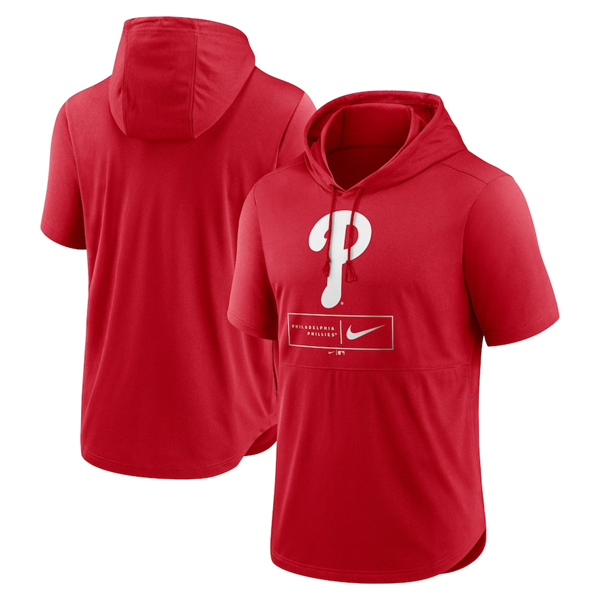 Men's Philadelphia Phillies Red Short Sleeve Pullover Hoodies