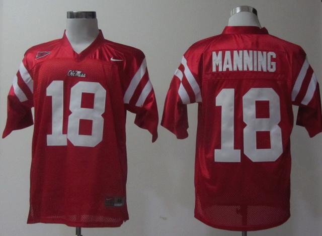 NEW Ole Miss Rebels Achie Manning 18 Red College Football Jerseys