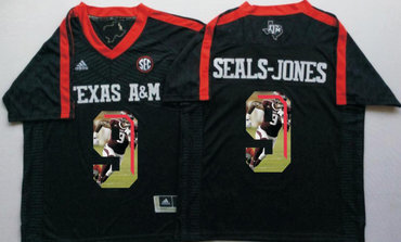 Texas A&M Aggies 9 Ricky Seals Jones Black Portrait Number College Jersey