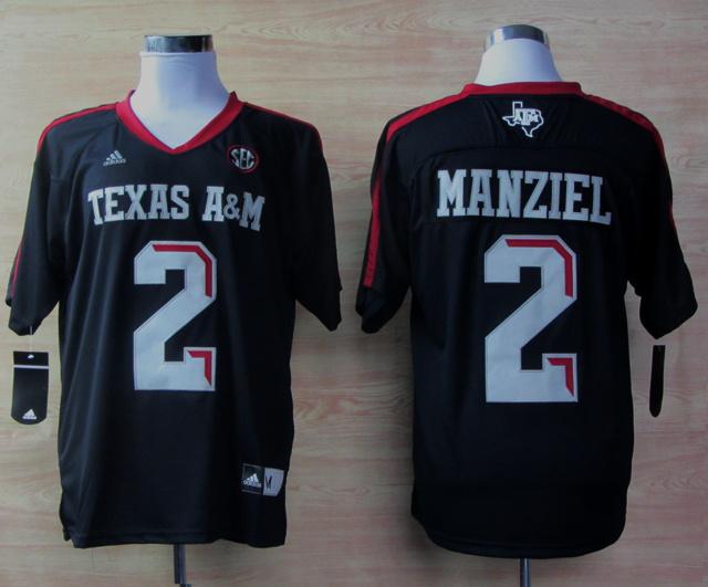 Addidas Texas A&M Aggies Johnny Manziel 2 Football Techfit NCAA Jerseys - Black