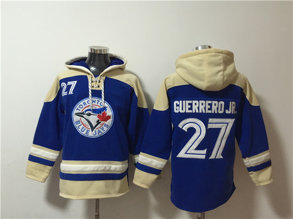 Men's Toronto Blue Jays #27 Vladimir Guerrero Jr. Royal Ageless Must-Have Lace-Up Pullover Hoodie