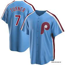 Phillies Trea #7 Turner Blue Coolbase Jersey