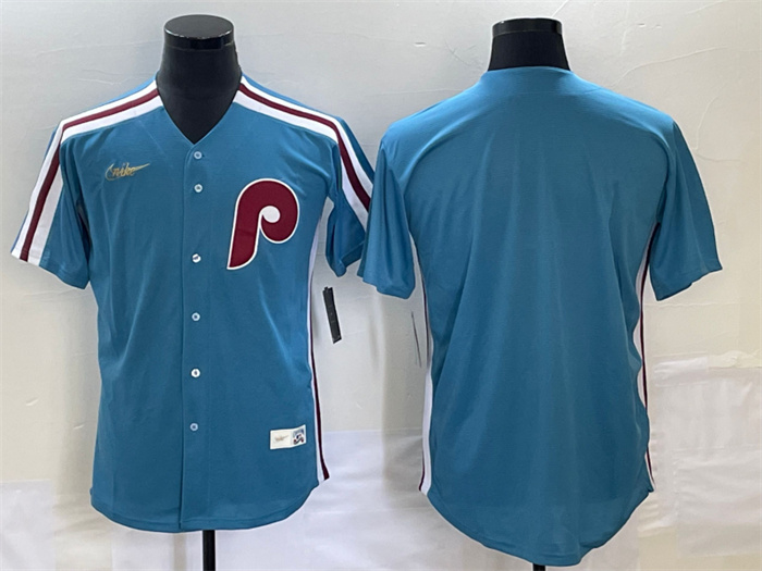 Men's Philadelphia Phillies Blank Blue Cool Base Stitched Jersey