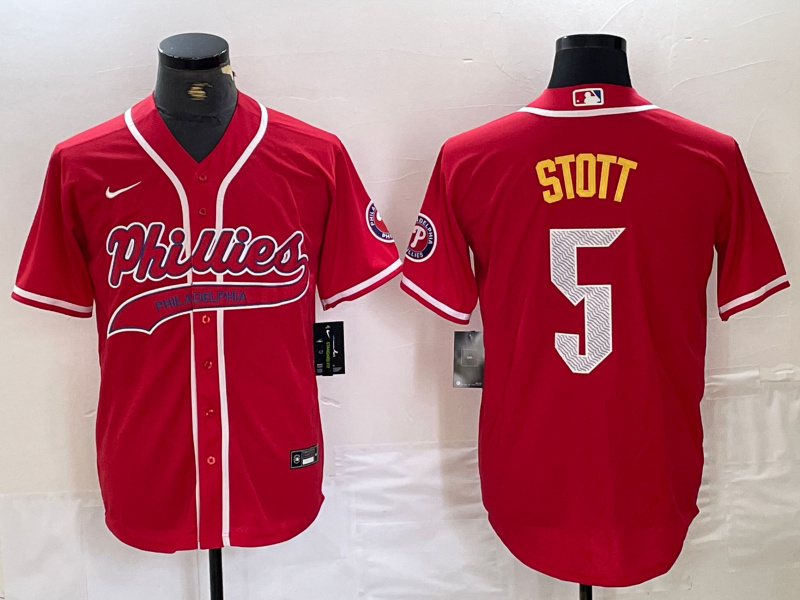 Men's Philadelphia Phillies #5 Bryson Stott Red 2024 City Connect Stitched Jersey 3