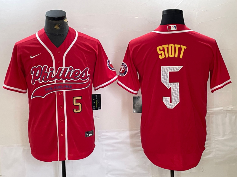 Men's Philadelphia Phillies #5 Bryson Stott Red 2024 City Connect Stitched Jersey 1