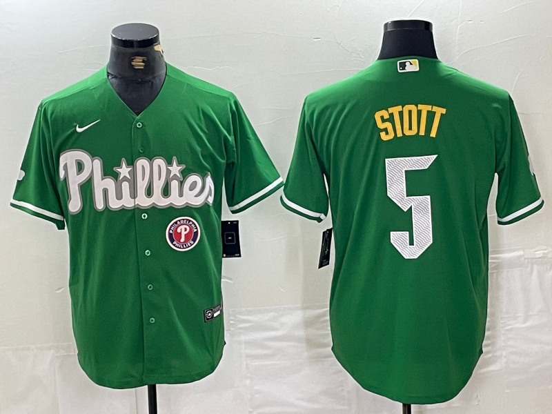 Men's Philadelphia Phillies #5 Bryson Stott Green 2024 City Connect Stitched Jersey