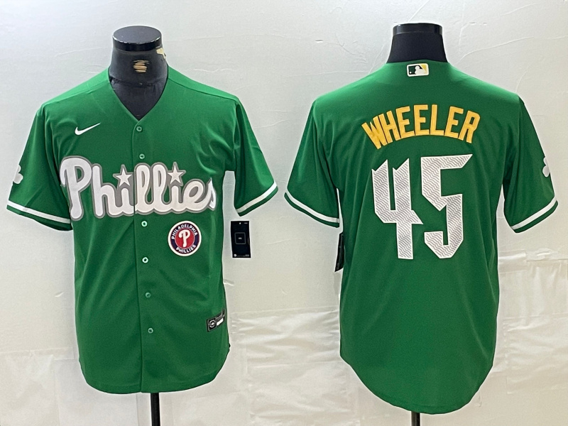 men's philadelphia phillies #45 zack wheeler green 2024 city connect stitched jersey_副本