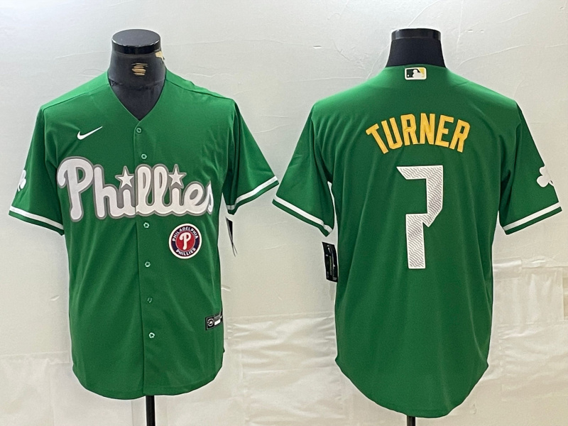 men's philadelphia phillies #7 trea turner green 2024 city connect stitched jersey_副本