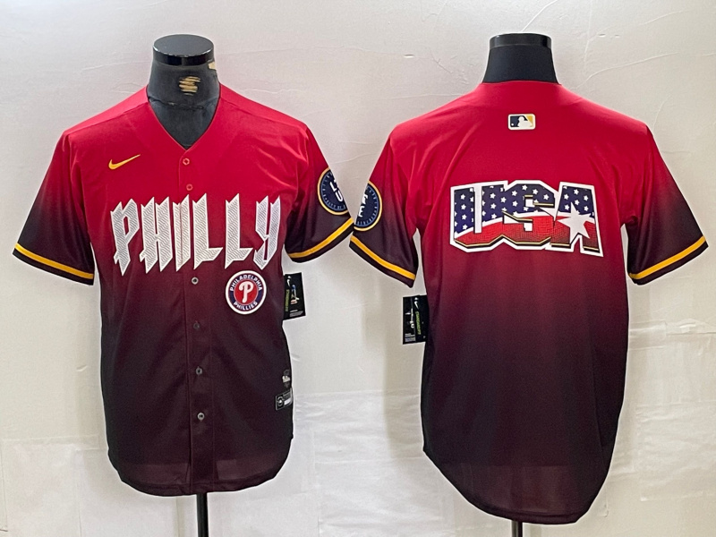 Men's Philadelphia Phillies Red Team Big Logo 2024 City Connect Limited Stitched Baseball Jersey 5