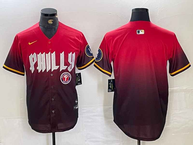 Men's Philadelphia Phillies Red Team Big Logo 2024 City Connect Limited Stitched Baseball Jersey 3