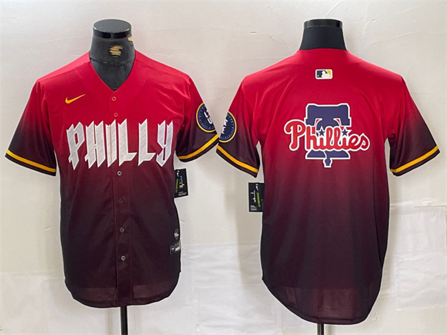 Men's Philadelphia Phillies Red Team Big Logo 2024 City Connect Limited Stitched Baseball Jersey 1