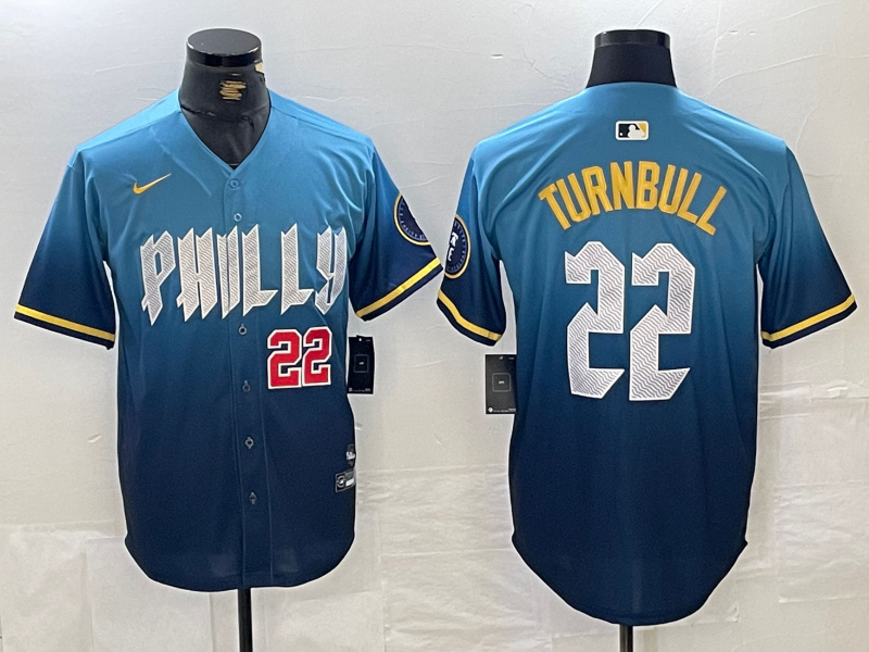 Men's Philadelphia Phillies #22 Spencer Turnbull Blue 2024 City Connect Limited Stitched Jersey 1