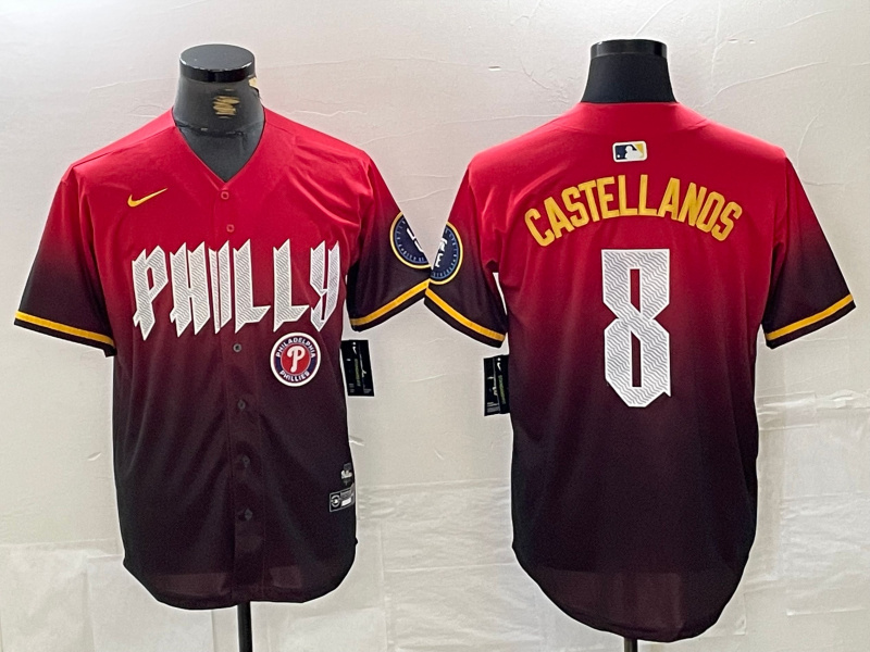 Men's Philadelphia Phillies #8 Nick Castellanos Red 2024 City Connect Limited Stitched Jersey 4