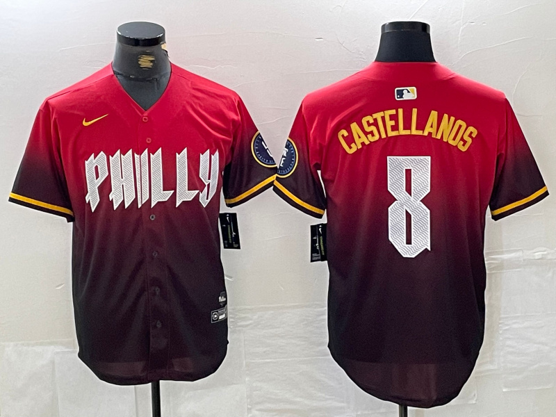 Men's Philadelphia Phillies #8 Nick Castellanos Red 2024 City Connect Limited Stitched Jersey 3