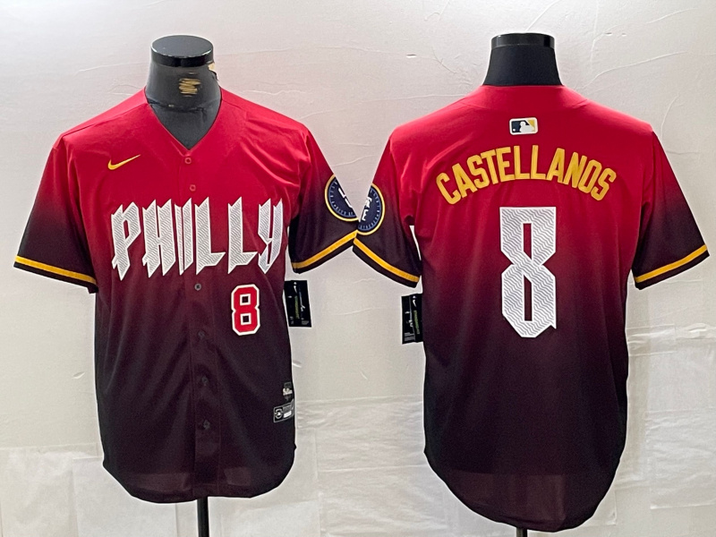 Men's Philadelphia Phillies #8 Nick Castellanos Red 2024 City Connect Limited Stitched Jersey 1