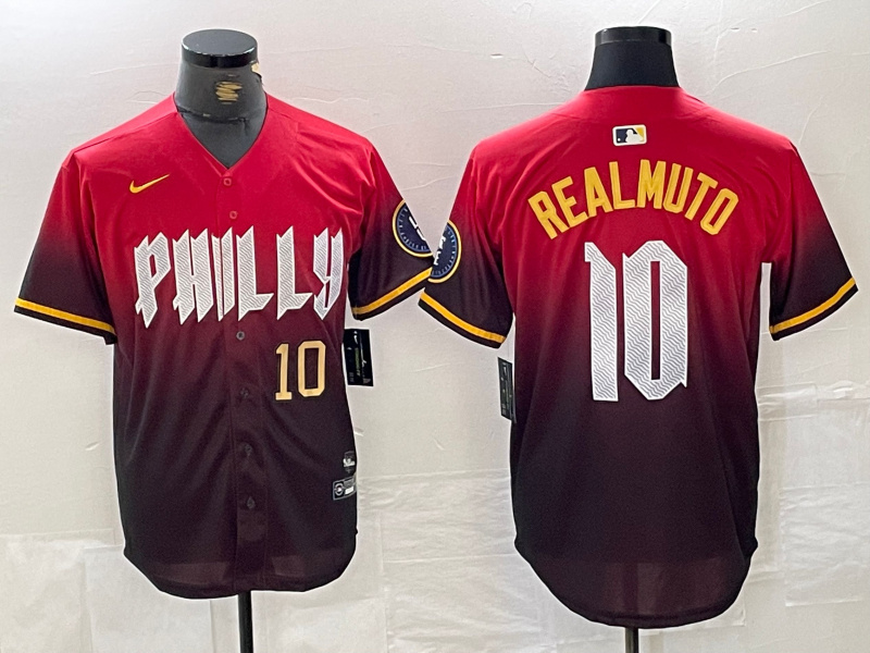 Men's Philadelphia Phillies #10 J.T. Realmuto Red 2024 City Connect Limited Stitched Jersey 4