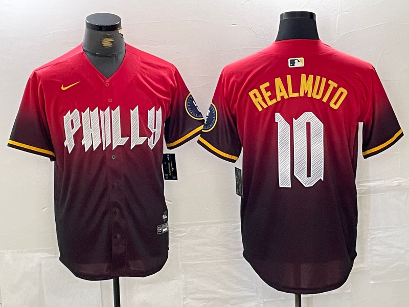 Men's Philadelphia Phillies #10 J.T. Realmuto Red 2024 City Connect Limited Stitched Jersey 3