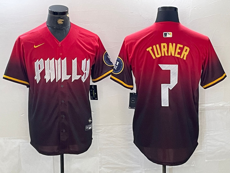 Men's Philadelphia Phillies #7 Trea Turner Red 2024 City Connect Limited Stitched Jersey 1