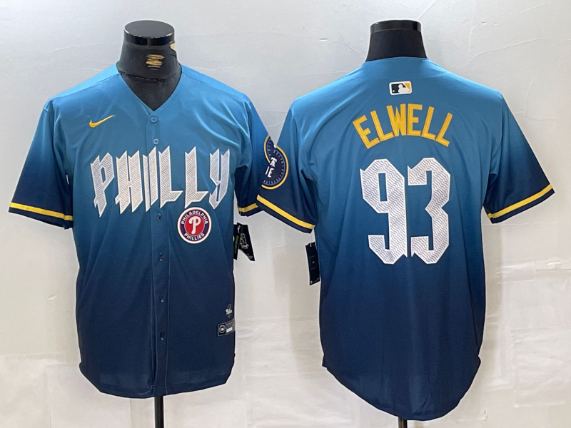 Men's Philadelphia Phillies #93 Jason Elwell Blue 2024 City Connect Limited Stitched Jersey 1