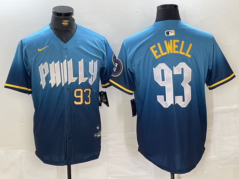 Men's Philadelphia Phillies #93 Jason Elwell Blue 2024 City Connect Limited Stitched Jersey 9