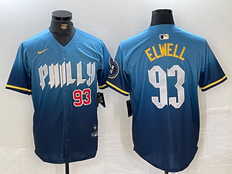 Men's Philadelphia Phillies #93 Jason Elwell Blue 2024 City Connect Limited Stitched Jersey 3