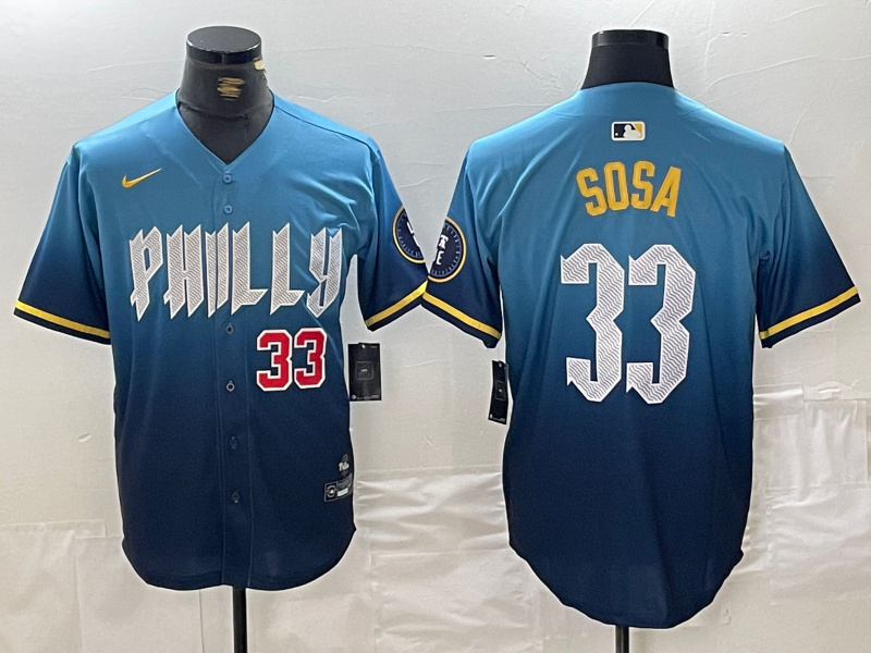 Men's Philadelphia Phillies #33 Edmundo Sosa Blue 2024 City Connect Limited Stitched Jersey 4