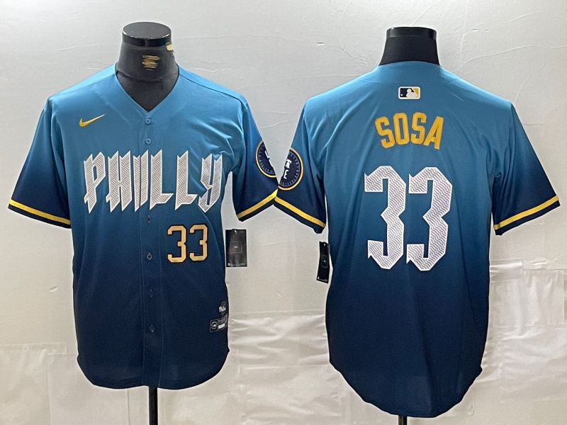 Men's Philadelphia Phillies #33 Edmundo Sosa Blue 2024 City Connect Limited Stitched Jersey 3