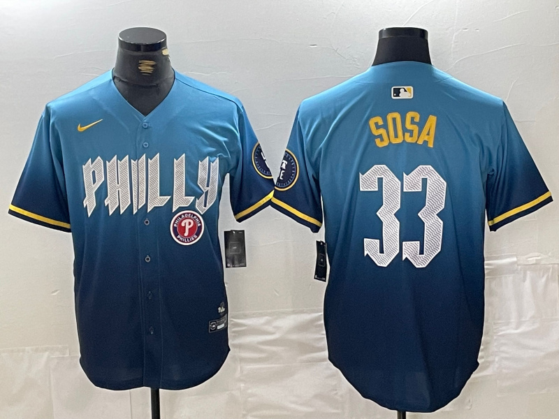 Men's Philadelphia Phillies #33 Edmundo Sosa Blue 2024 City Connect Limited Stitched Jersey 1