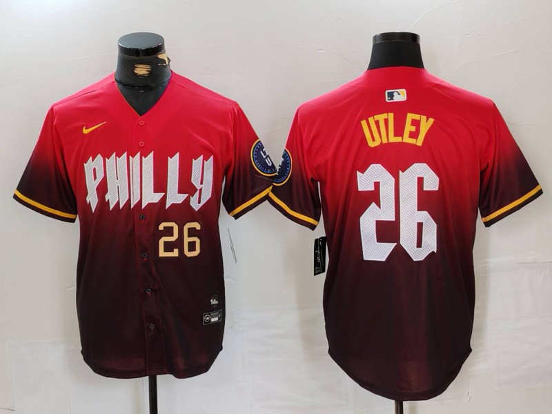 Men's Philadelphia Phillies #26 Chase Utley Red 2024 City Connect Limited Stitched Jersey 2