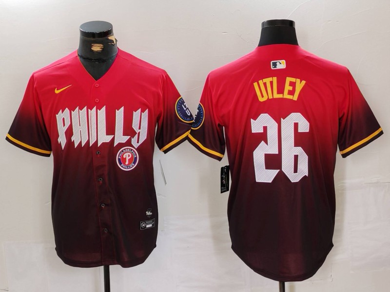 Men's Philadelphia Phillies #26 Chase Utley Red 2024 City Connect Limited Stitched Jersey 1