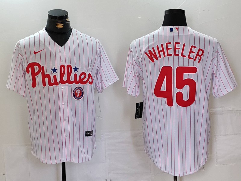 Men's Philadelphia Phillies #45 Zack Wheeler White Cool Base Stitched Jersey 1