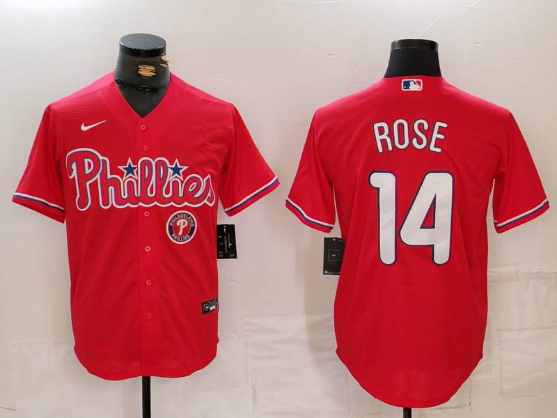 Men's Philadelphia Phillies #14 Pete Rose Red Cool Base Stitched Jersey 1