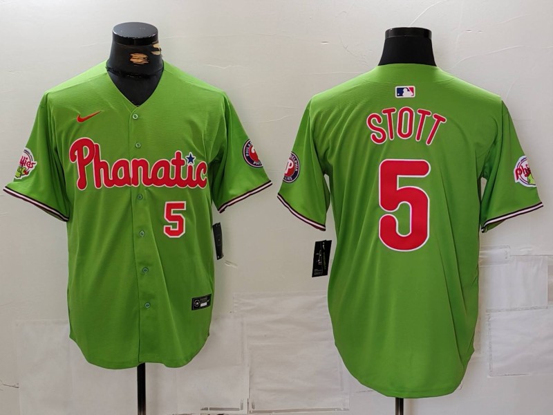 Men's Philadelphia Phillies #5 Bryson Stott Green With Patch Stitched Jersey 2