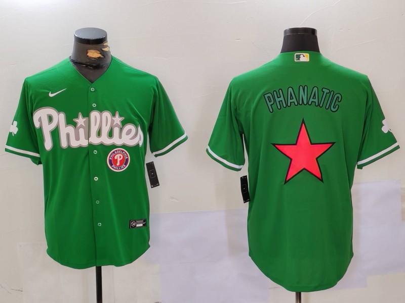 Men's Philadelphia Phillies Phanatic Green Cool Base Stitched Jersey 1 1