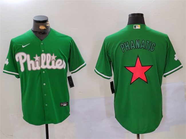 Men's Philadelphia Phillies Phanatic Green Cool Base Stitched Jersey 1