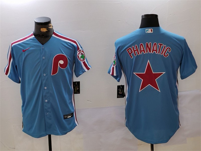 Men's Philadelphia Phillies Phanatic Blue Cool Base Stitched Jersey