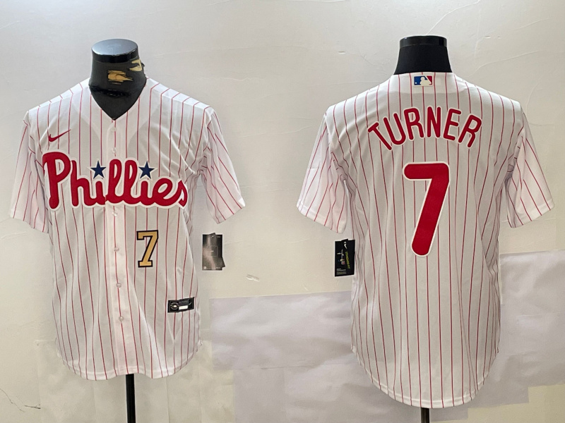 Men's Philadelphia Phillies #7 Trea Turner White Cool Base Stitched Jersey 5