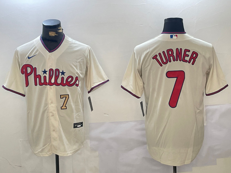 Men's Philadelphia Phillies #7 Trea Turner gream Cool Base Stitched Jersey 1