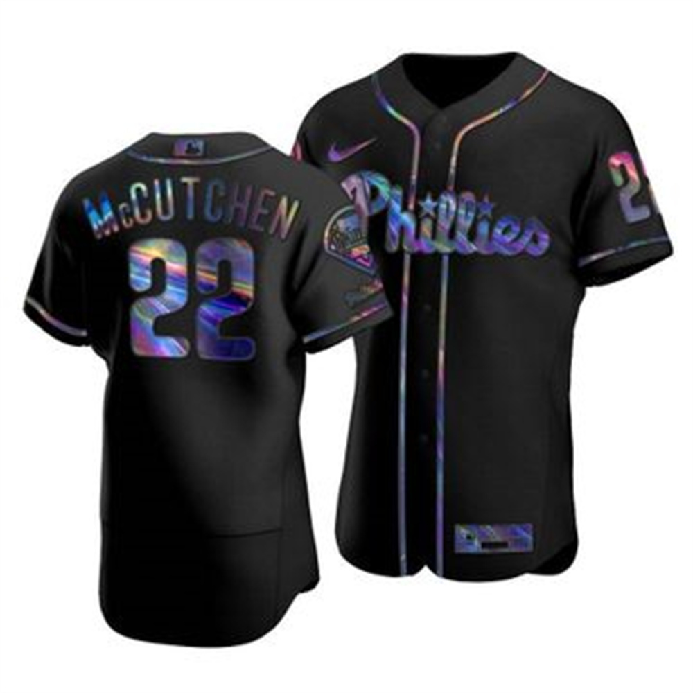 Philadelphia Phillies #22 Andrew McCutchen Men's Nike Iridescent Holographic Collection MLB Jersey - Black