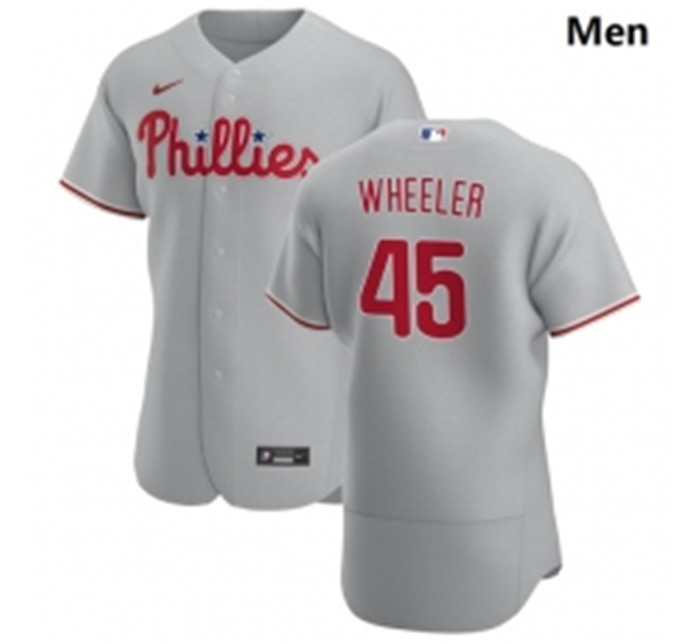 Philadelphia Phillies 45 Zack Wheeler Men Nike Gray Road 2020 Authentic Player MLB Jersey