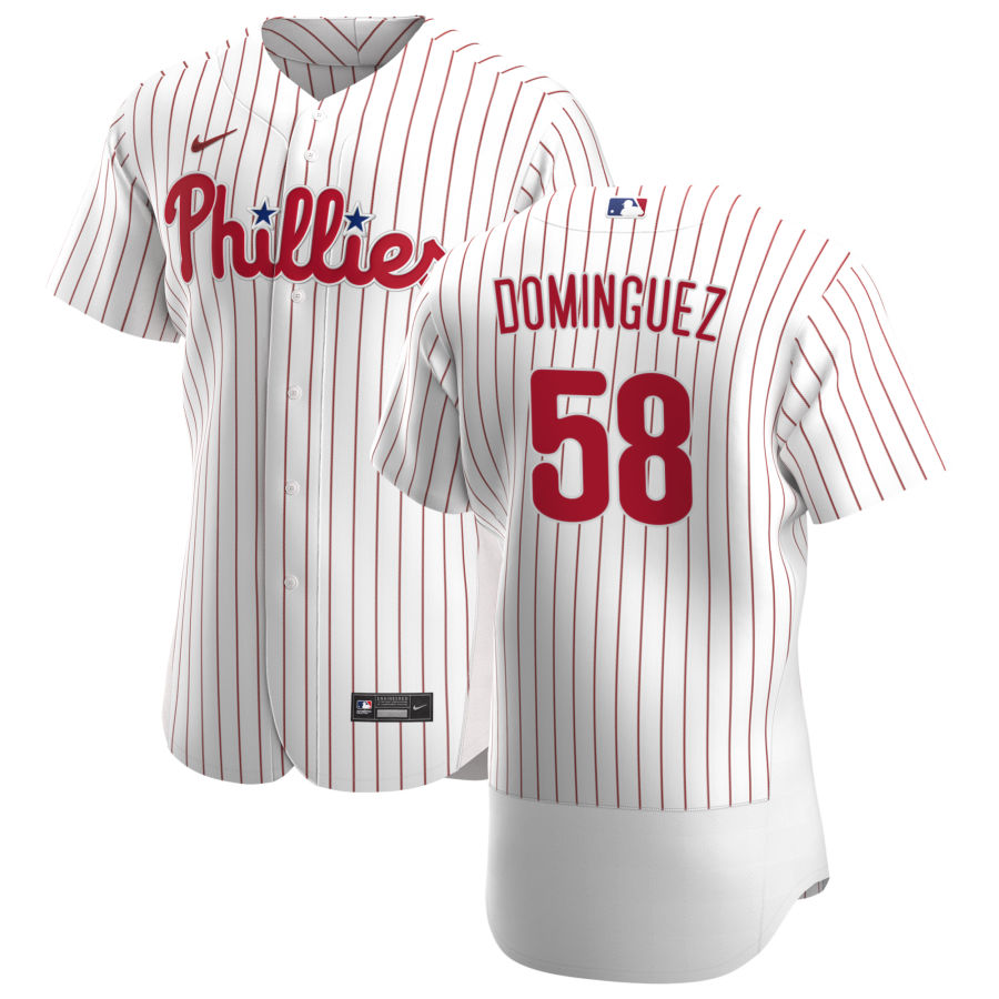 Philadelphia Phillies #58 Seranthony Dominguez Men's Nike White Home 2020 Authentic Player MLB Jersey